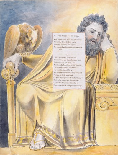 &39;The Progress of Poesy&39;、design 44 from &39;The Poems of Thomas Grey&39;、1797-98（紙にペンと黒のインクを備えたトイレ） 作： William Blake